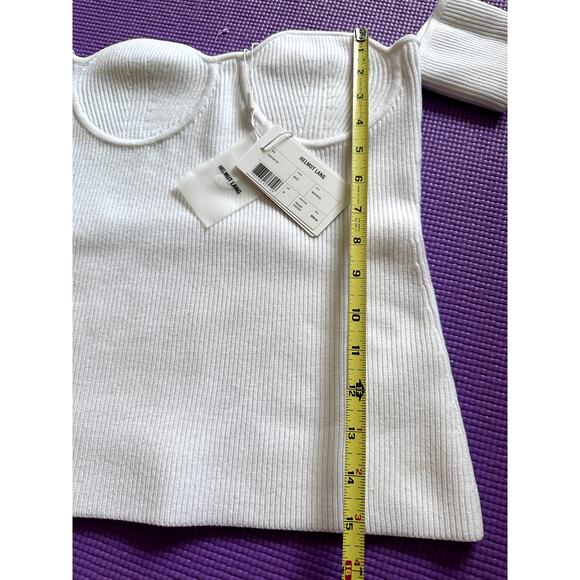 $265 New Helmut Lang White Off the Shoulders Top Sz M Womens stretch top - Picture 5 of 7
